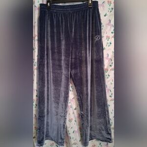 EUC PINK Victoria's Secret VS Purple Velour Bling Wide Leg Baggy Track Pant SZ L